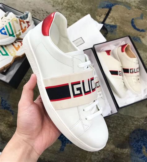 ace logo strap sneakers gucci for women replica|gucci ace sneakers logo.